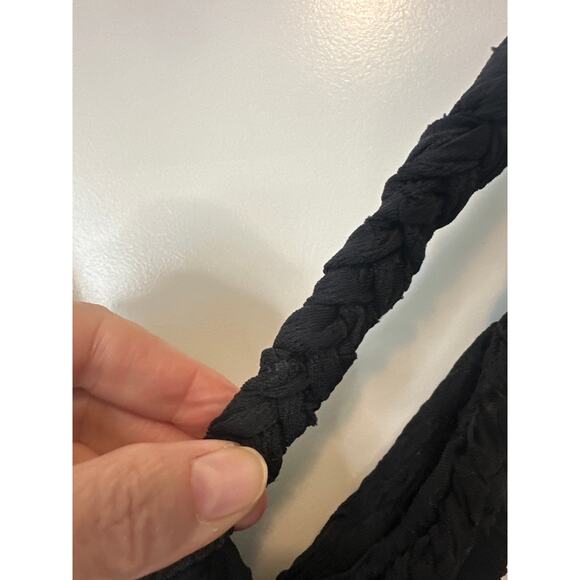 Free People Black Mykonos Textured Tank Top Blouse Size M Sleeveless Boho Chic - Picture 6 of 8